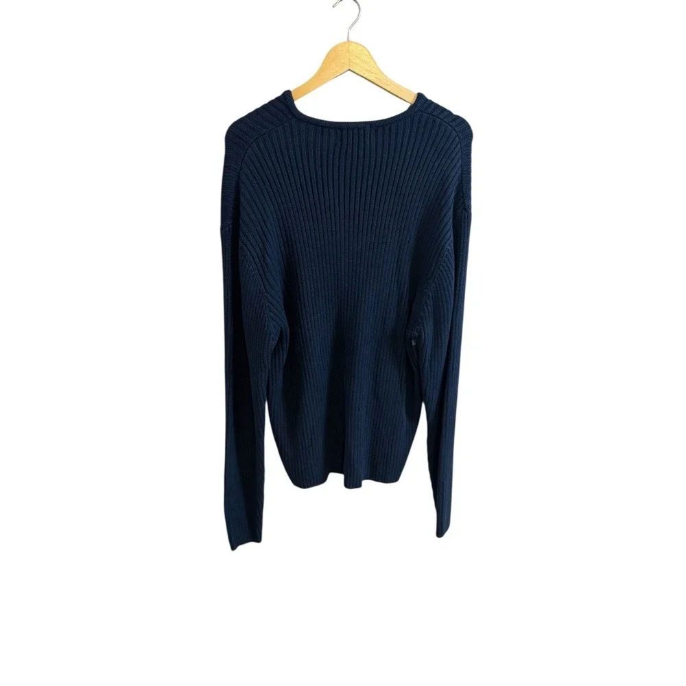 American Eagle‎ 🤑Y2K Fisherman  Sweater Chunky Ribbed Knit V-Neck Preppy Xl